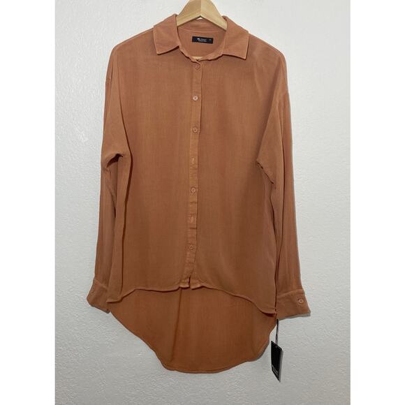 Michael Lauren Seby Gauze Clay Button Up Shirt Hi-Law Tencel Blend Size XS - Picture 1 of 6